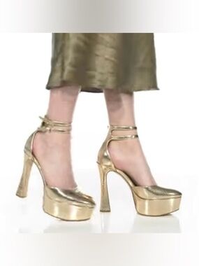 Michael Kors Selena Women Platform Sandal Pale Gold High Heels Pumps Size 10 F13